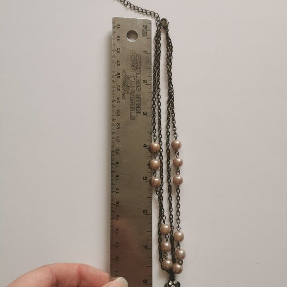 Coral Rose Faux Pink Pearl Danglers Pendant Necklace Beads Cottagecore Retro - Picture 7 of 8